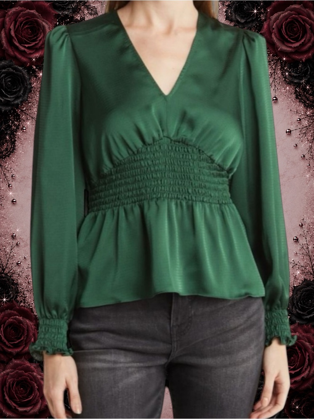 New NWT Women's BBGMaxAzira V-Neck Long Sleeve Woven Top - XXS